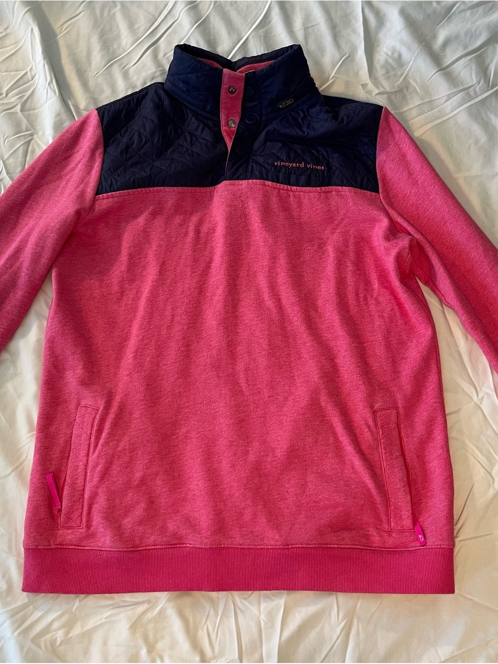 Vineyard Vines Pink and Navy Half-Snap Pullover Jacket
